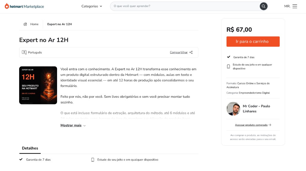 Expert no Ar 12H na Hotmart